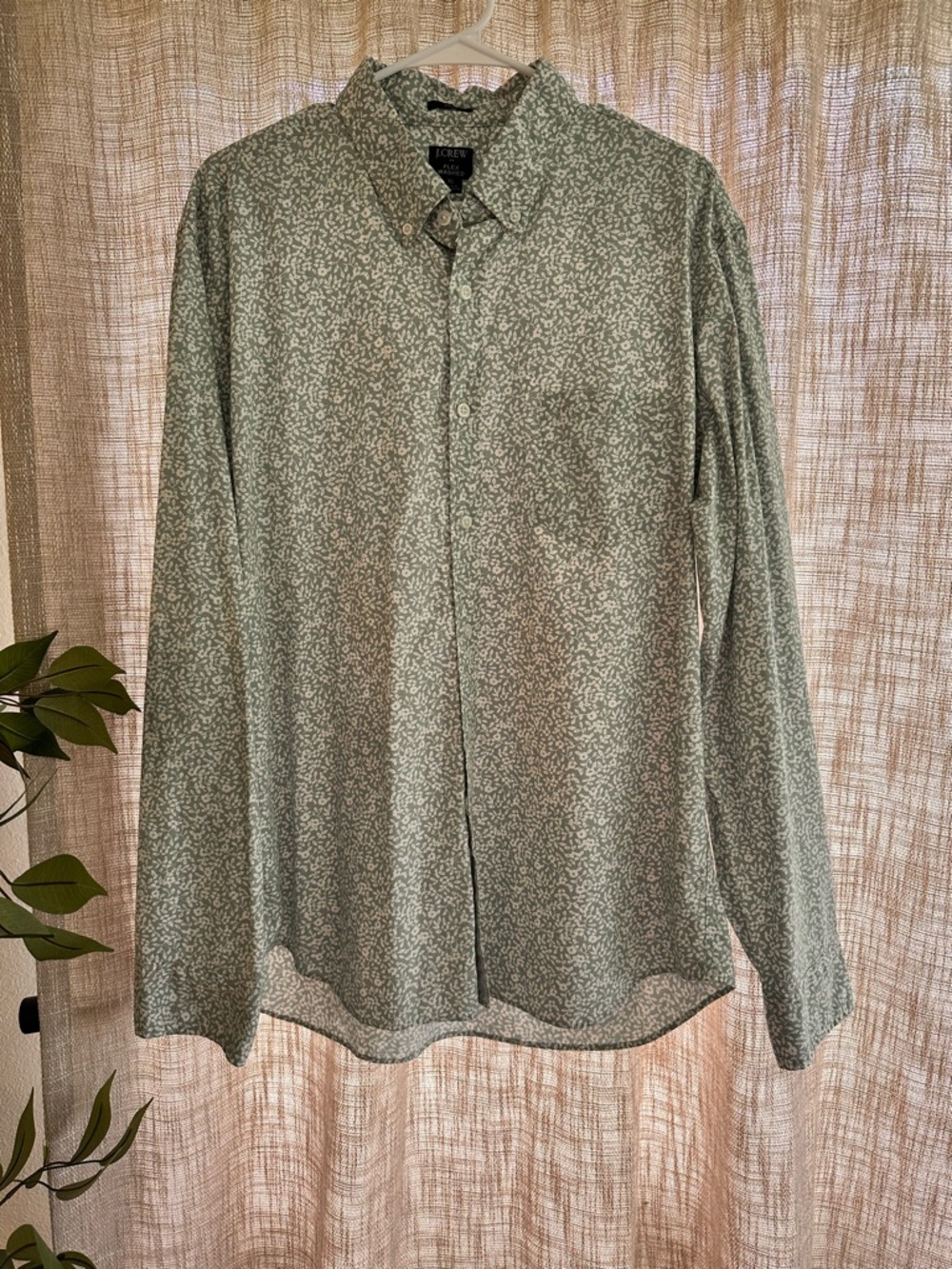 J. Crew Factory Sage Green Micro Floral Print Button Shirt